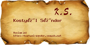 Kostyál Sándor névjegykártya